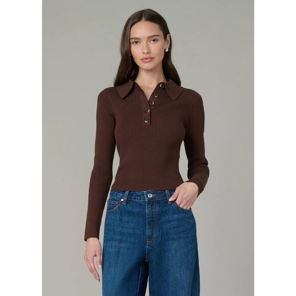 Joe's Jeans The Lisa Polo Sweater - Chocolate NWT SIZE S M L - Picture 1 of 6